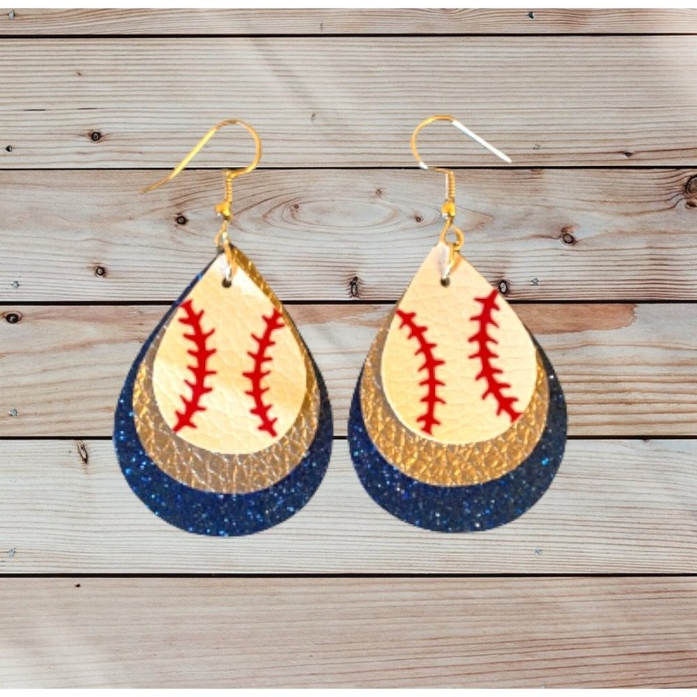 Baseball Custom Color Layered Glitter Earrings